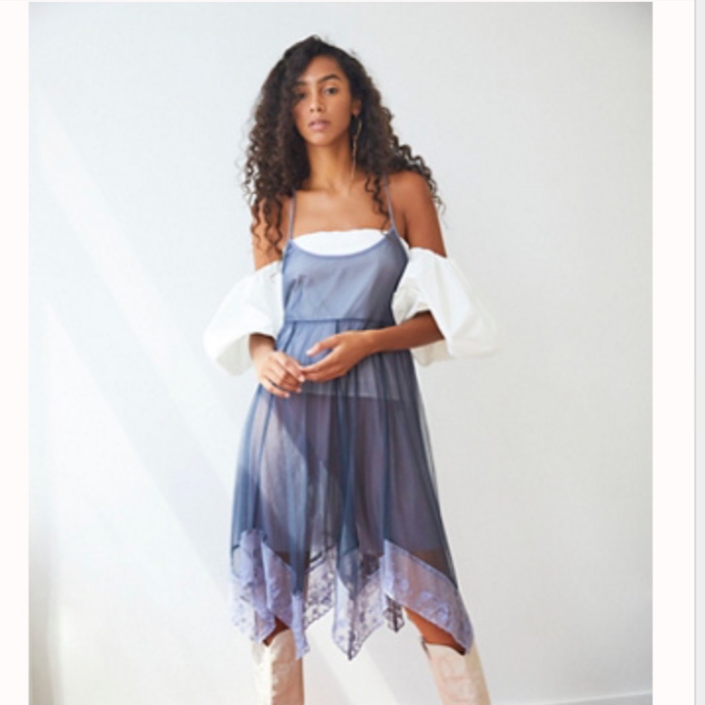 Free People Charlotte Midi Slip Blue Periwinkle